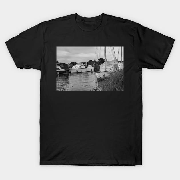 Boats moored on the Norfolk Broads T-Shirt by yackers1